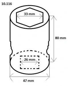 Ořech 1" 33 mm v. 80 mm