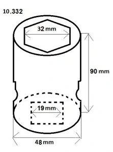 Ořech 3/4" 32 mm v. 90 mm