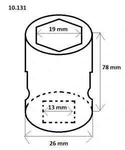 Ořech 1/2" 19 mm v. 78 mm