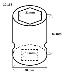 Ořech 1/2" 21 mm v. 80 mm
