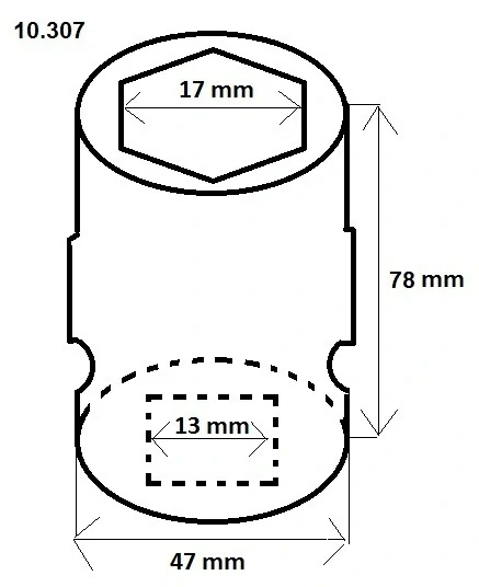 Ořech 1/2" 17 mm v. 78 mm