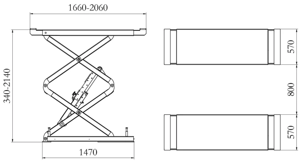 Nůžkový zvedák do podlahy INVENTO SL 230 LNI S - 3 T