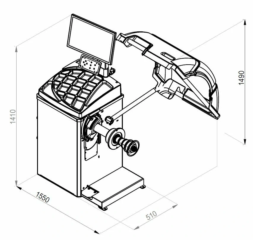 INVENTO VB 470 – vyvažovačka kol 3D, LCD monitor