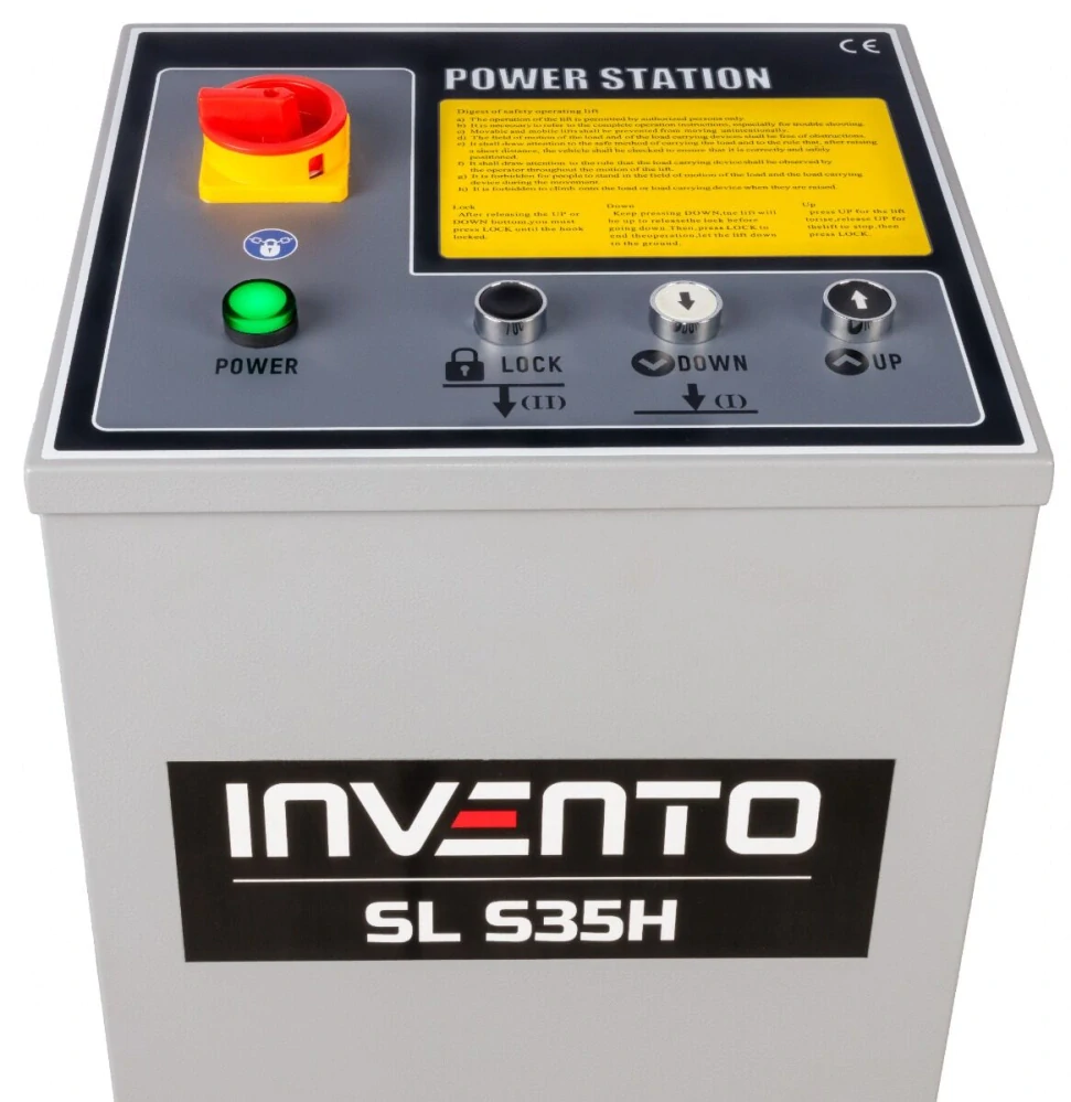 Nůžkový zvedák INVENTO SL S35H 3,5T 230V 1,2m výška zdvihu délka plošiny 166 - 225 cm
