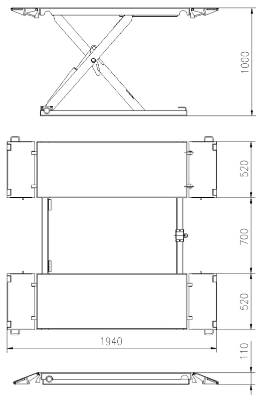 Nůžkový zvedák INVENTO SL S30 3 T 400V 1m