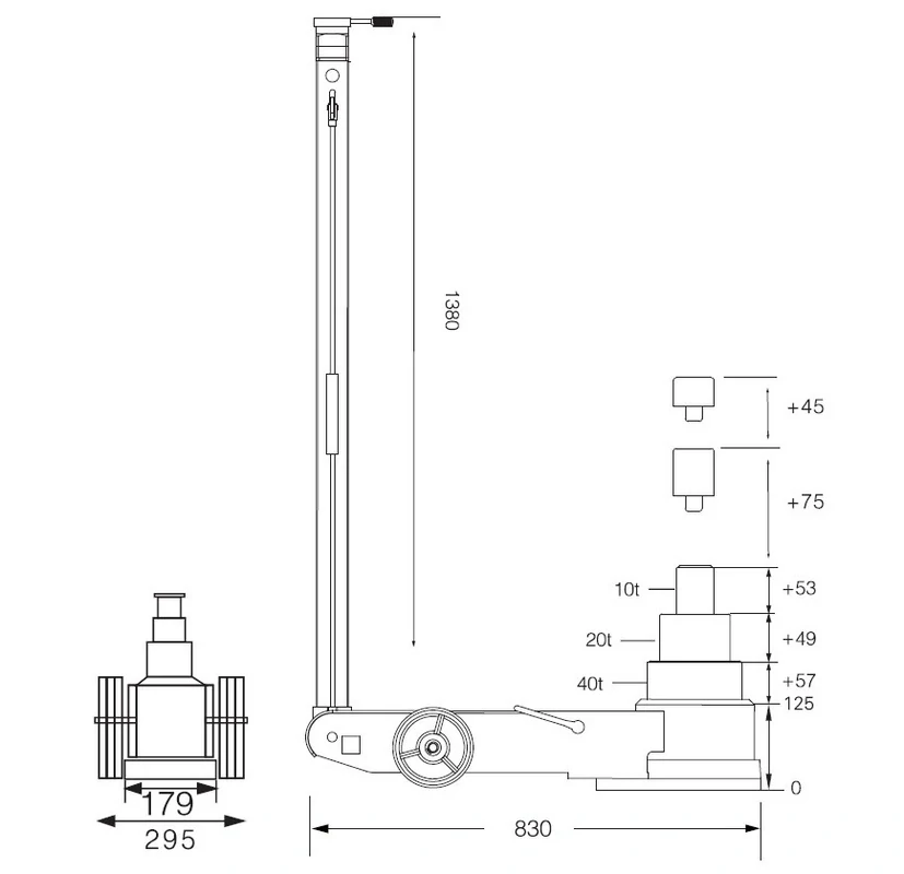 Třípístový pneumaticko - hydraulický zvedák S40-3JQL